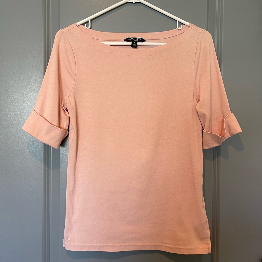 Ralph Lauren boat neck 3/4 sleeve blush pink medium